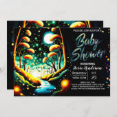 Fireflies Magical Woodland Journey Baby Shower Einladung (Vorne/Hinten)
