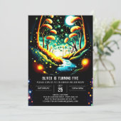 Fireflies Magical Woodland Journey Birthday Einladung (Stehend Vorderseite)