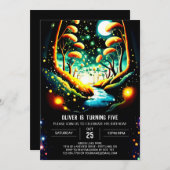 Fireflies Magical Woodland Journey Birthday Einladung (Vorne/Hinten)