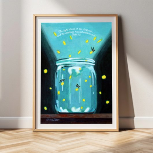 Fireflies malen John 1 5 Bible Verse Poster