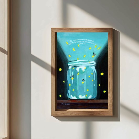 Fireflies malen John 1 5 Bible Verse Poster