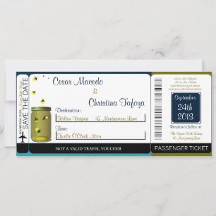 Fireflies/Mason Boarding Pass Einladung Hochzeit