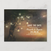 Fireflies mason jar baum rustikal Save the Date Ankündigungspostkarte (Vorderseite)