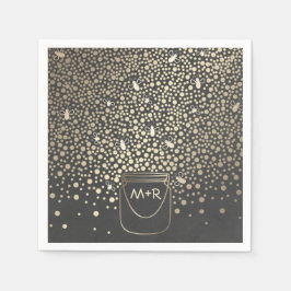 Fireflies Mason Jar Gold und Chalkboard Rustic Serviette
