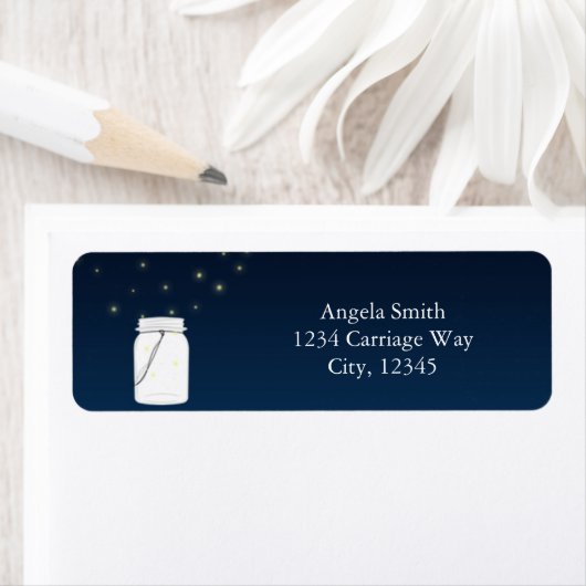 Fireflies Mason Jar Rustic Blue Address Labels (Insitu)