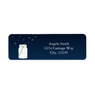 Fireflies Mason Jar Rustic Blue Address Labels
