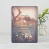 Fireflies Mason Jar Rustic Garden Engagement Party Einladung (Stehend Vorderseite)