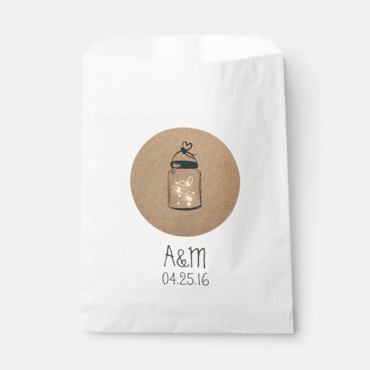 Fireflies Mason Jar Rustic Wedding Geschenktütchen (Vorderseite)