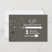 Fireflies Mason Jar Rustic Wedding RSVP Einladung (Vorderseite)