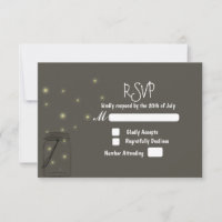 Fireflies Mason Jar Rustic Wedding RSVP Einladung