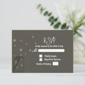 Fireflies Mason Jar Rustic Wedding RSVP Einladung (Stehend Vorderseite)