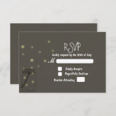 Fireflies Mason Jar Rustic Wedding RSVP Einladung (Vorne/Hinten)