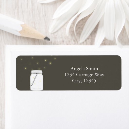 Fireflies Mason Jar Rustische Rücksendeadressen-Au (Insitu)