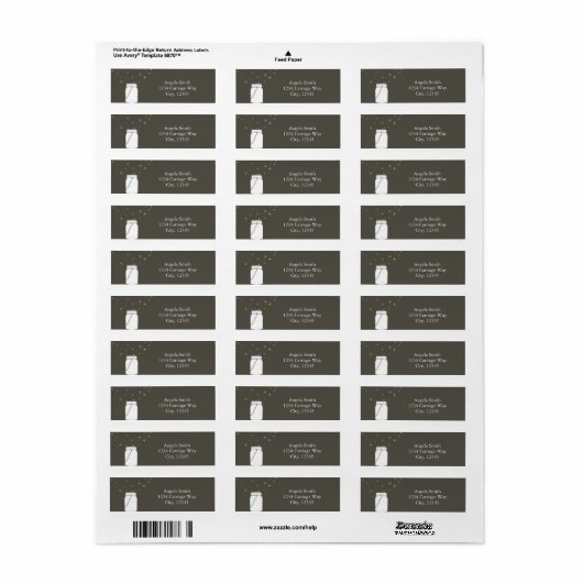 Fireflies Mason Jar Rustische Rücksendeadressen-Au (Vorne)