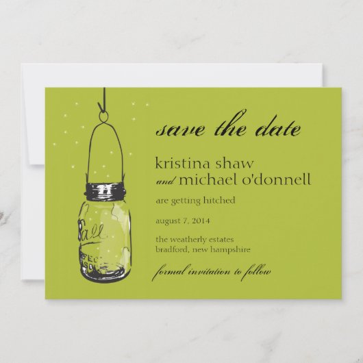 Fireflies & Mason Jar Save the Date (Vorderseite)