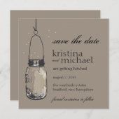 Fireflies & Mason Jar Save the Date (Vorne/Hinten)