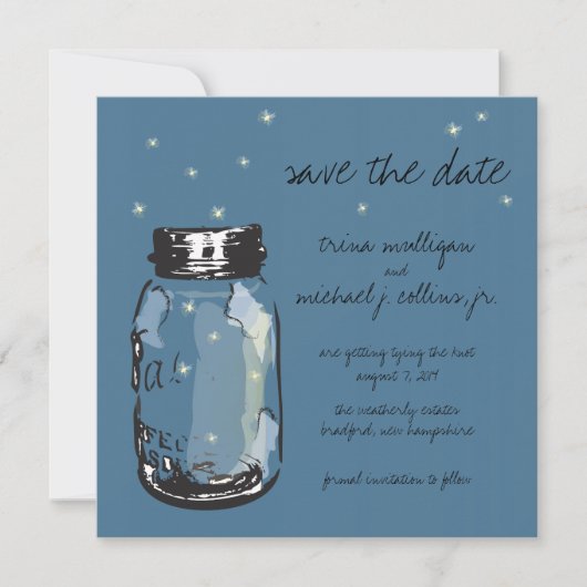 Fireflies & Mason Jar Save the Date (Vorderseite)