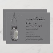 Fireflies & Mason Jar Save the Date (Vorne/Hinten)