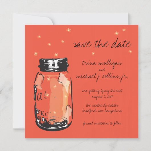 Fireflies & Mason Jar Save the Date (Vorderseite)
