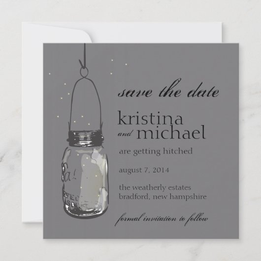 Fireflies & Mason Jar Save the Date (Vorderseite)