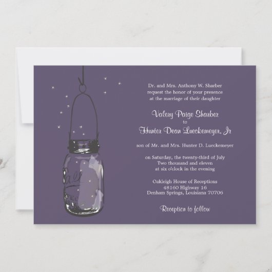 Fireflies & Mason Jar Wedding Einladungen (Vorderseite)