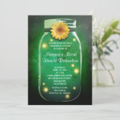 Fireflies & Mason Jar Whimsical Probe Dinner Einladung (Stehend Vorderseite)