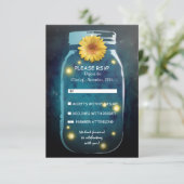 Fireflies & Mason Jar Whimsical Wedding RSVP Karte (Stehend Vorderseite)