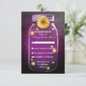 Fireflies & Mason Jar Whimsical Wedding RSVP Karte (Stehend Vorderseite)