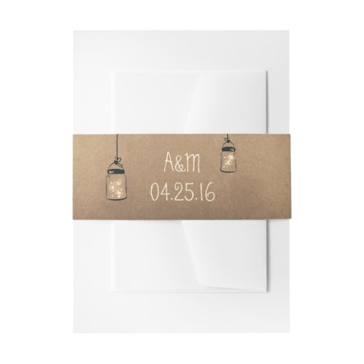 Fireflies Mason Jars Rustic Wedding Einladungsbanderole (Vorderseite Beispiel)