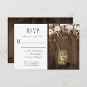 Fireflies Mason Jars String Lights Pink Gold UAWG RSVP Karte (Vorne/Hinten)