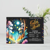 Fireflies Nachts Adventure Baby Shower Einladung (Stehend Vorderseite)