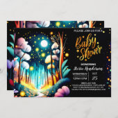 Fireflies Nachts Adventure Baby Shower Einladung (Vorne/Hinten)