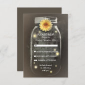 Fireflies & Rustic Mason Jar Whimsical Wedding RSV RSVP Karte (Vorne/Hinten)