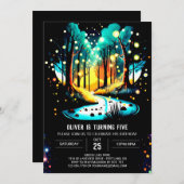 Fireflies tanzen verzauberter Wald zum Geburtstag Einladung (Vorne/Hinten)