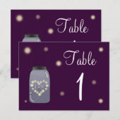 Fireflies und Mason Jar Heart Liebe Tischnummer (Vorne/Hinten)