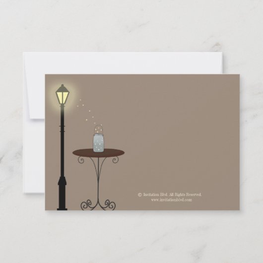 Fireflies und Mason Jar Wedding RSVP Karte (Rückseite)