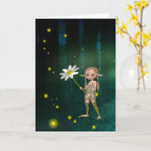 FIREFLIS & ELF MÄDCHEN FANTASY ART GEBURTSTAGSKART KARTE (Gelbe Blume)