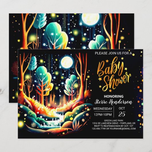 Firefly Baby Shower Einladung (Vorne/Hinten)