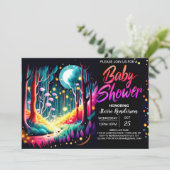 Firefly Dreamy Forest Baby Shower Einladung (Stehend Vorderseite)