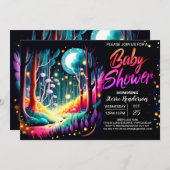 Firefly Dreamy Forest Baby Shower Einladung (Vorne/Hinten)