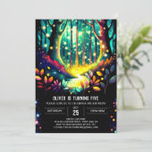 Firefly Dreamy Forest Birthday Einladung (Stehend Vorderseite)
