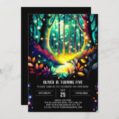 Firefly Dreamy Forest Birthday Einladung (Vorne/Hinten)