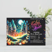 Firefly Fantasy Woodland Baby Shower Einladung (Stehend Vorderseite)