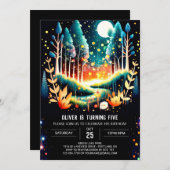 Firefly Fantasy Woodland Geburtstag Einladung (Vorne/Hinten)
