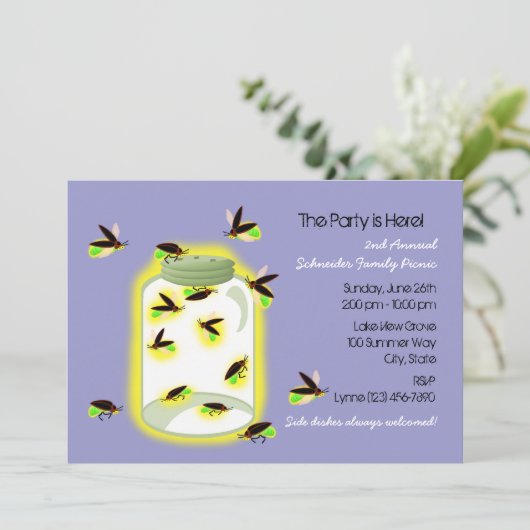 Firefly Frolic Party Einladung (Stehend Vorderseite)