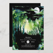 Firefly Glow Woodland Geburtstag Einladung (Vorne/Hinten)