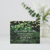 Firefly Lights Forest Save the Date Postkarte (Stehend Vorderseite)