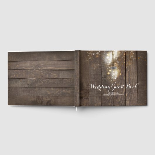 Firefly Lights Mason Jar Rustic Wedding Gästebuch (Voll)