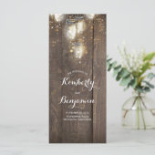Firefly Lights Mason Jars Rustikale Hochzeitsprogr Programm (Stehend Vorderseite)