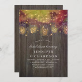 Firefly Lights und Mason Jars Rustikales Brautpart Einladung (Vorne/Hinten)